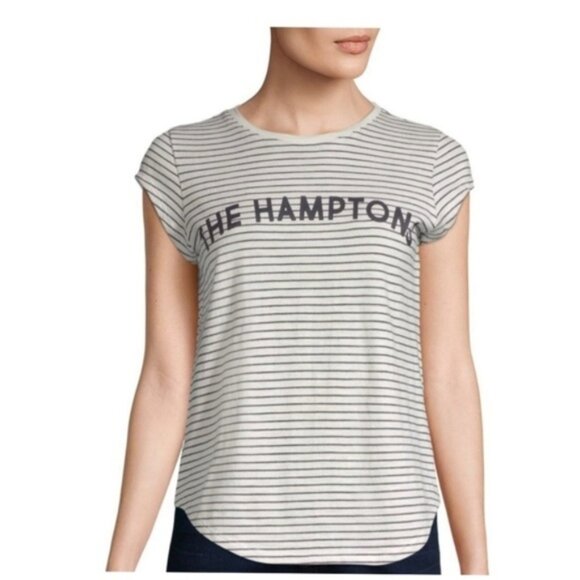 Joie NWT Dillon C The Hamptons Navy/White Striped Tee Shirt, Size Medium - Picture 1 of 5